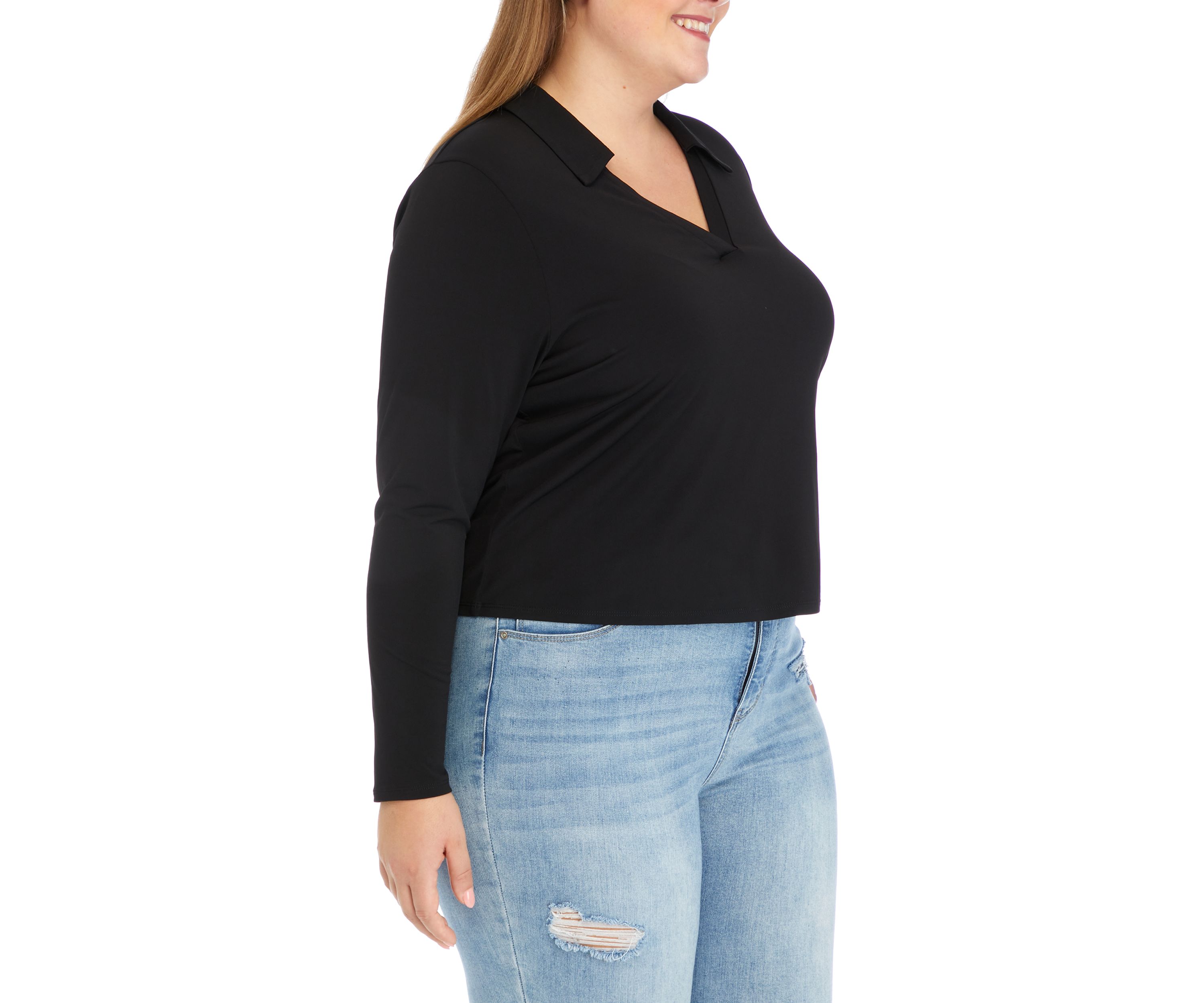 Plus Size Johnny Collar Top