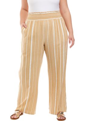 BOBBIE BROOKS Size 2X Women's Plus Pull-on Crop Pants Striped