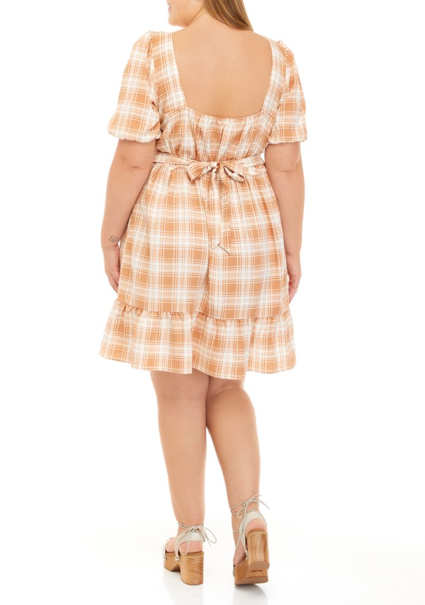 Plus Size Square Neck Smocked Dress
