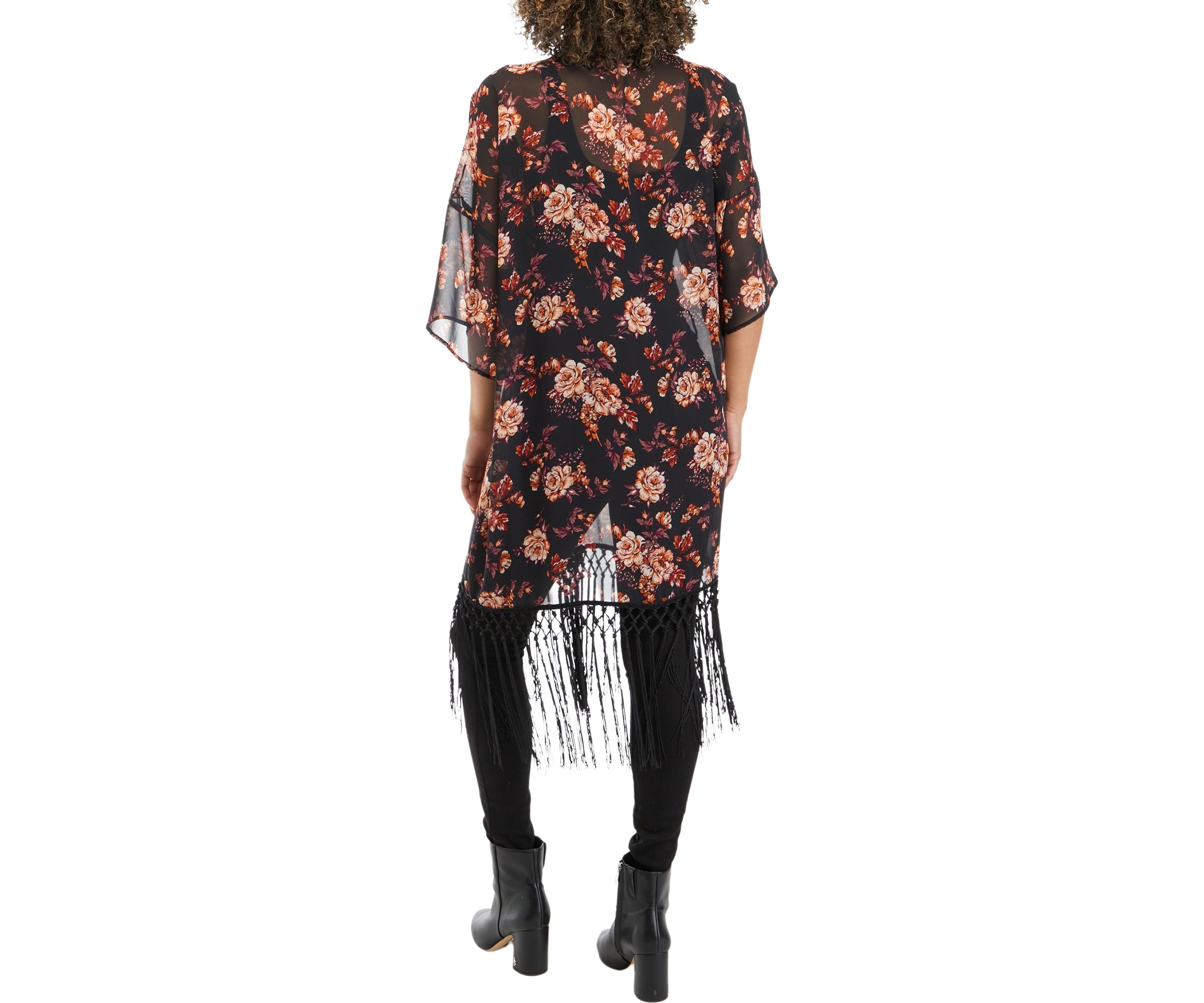 Juniors Fringe Kimono Duster