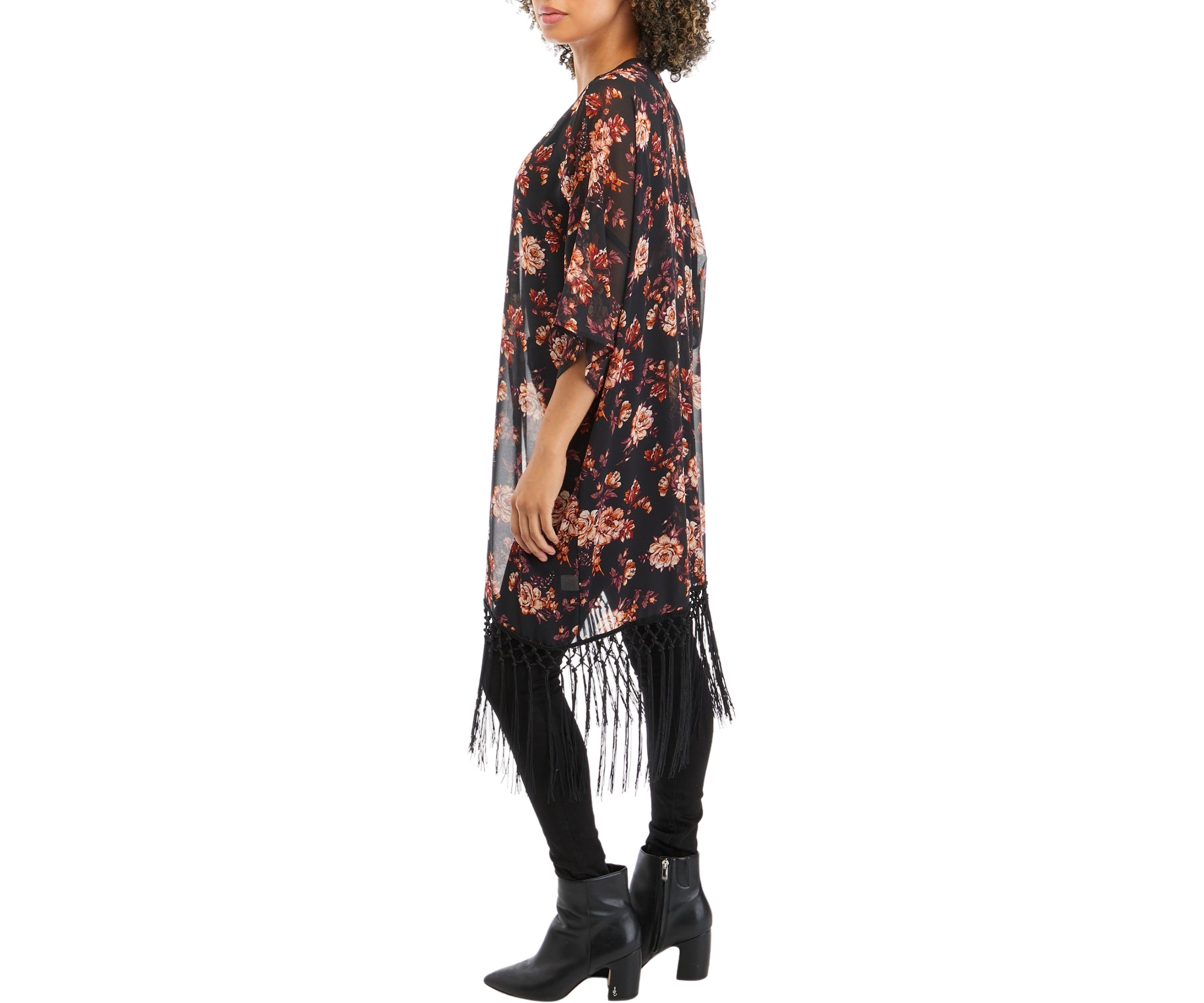 Juniors Fringe Kimono Duster