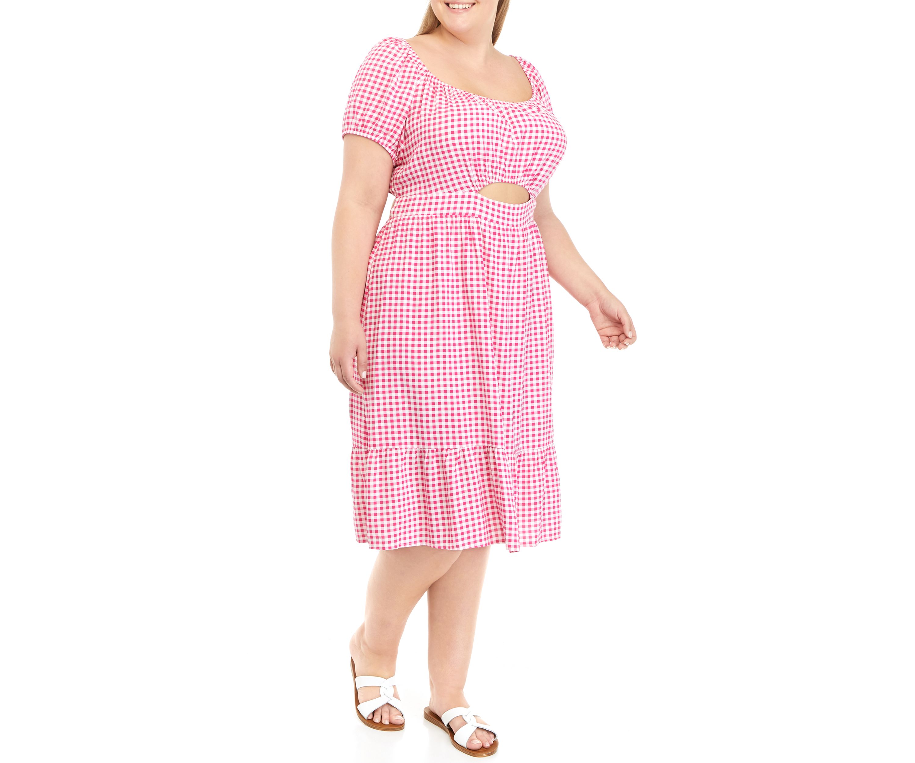 Plus Size Puff Sleeve Cut Out Dress