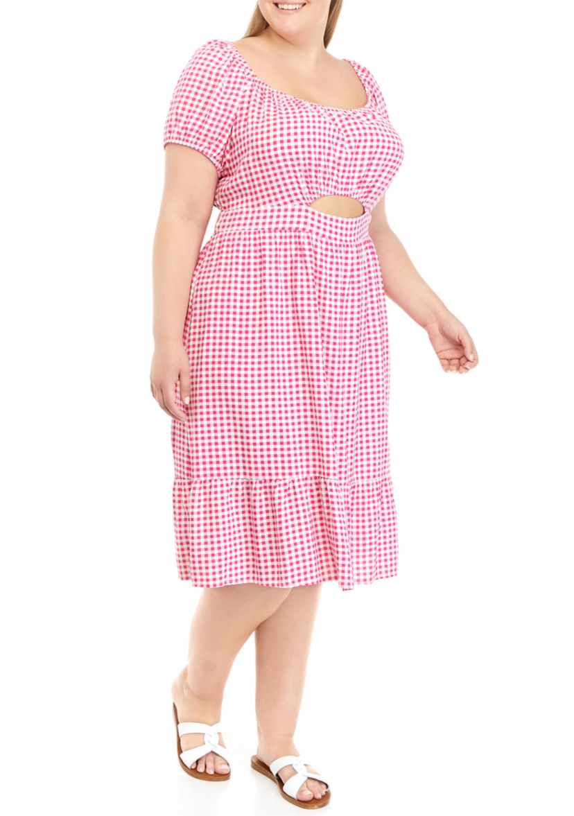 Plus Size Puff Sleeve Cut Out Dress