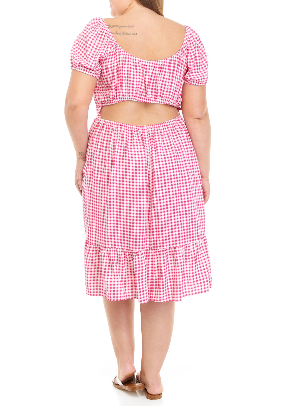 Plus Size Puff Sleeve Cut Out Dress