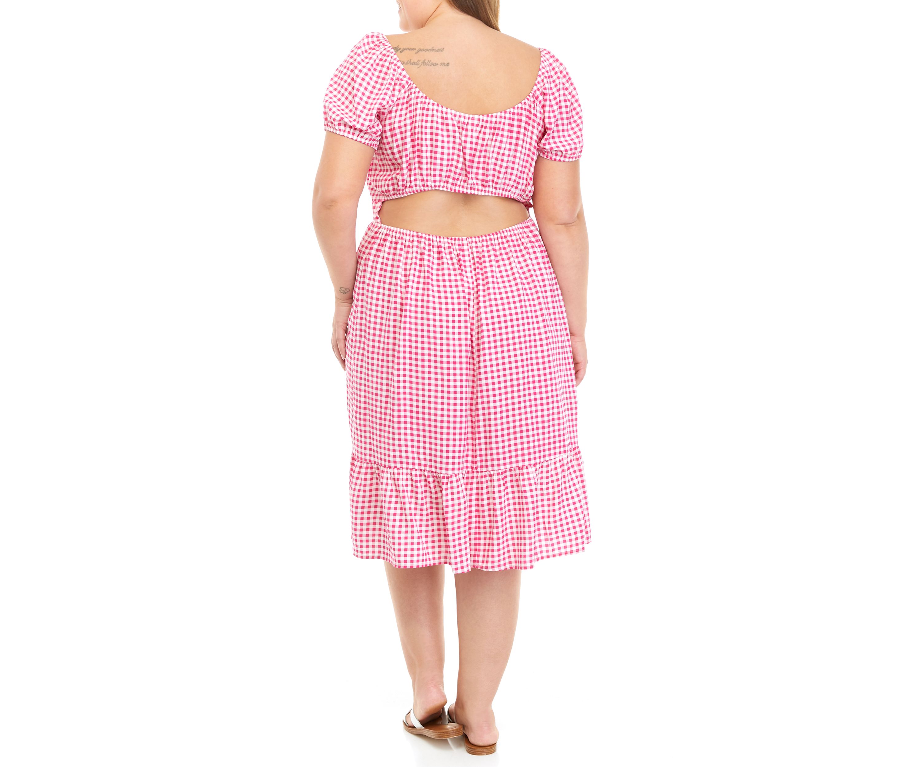 Plus Size Puff Sleeve Cut Out Dress