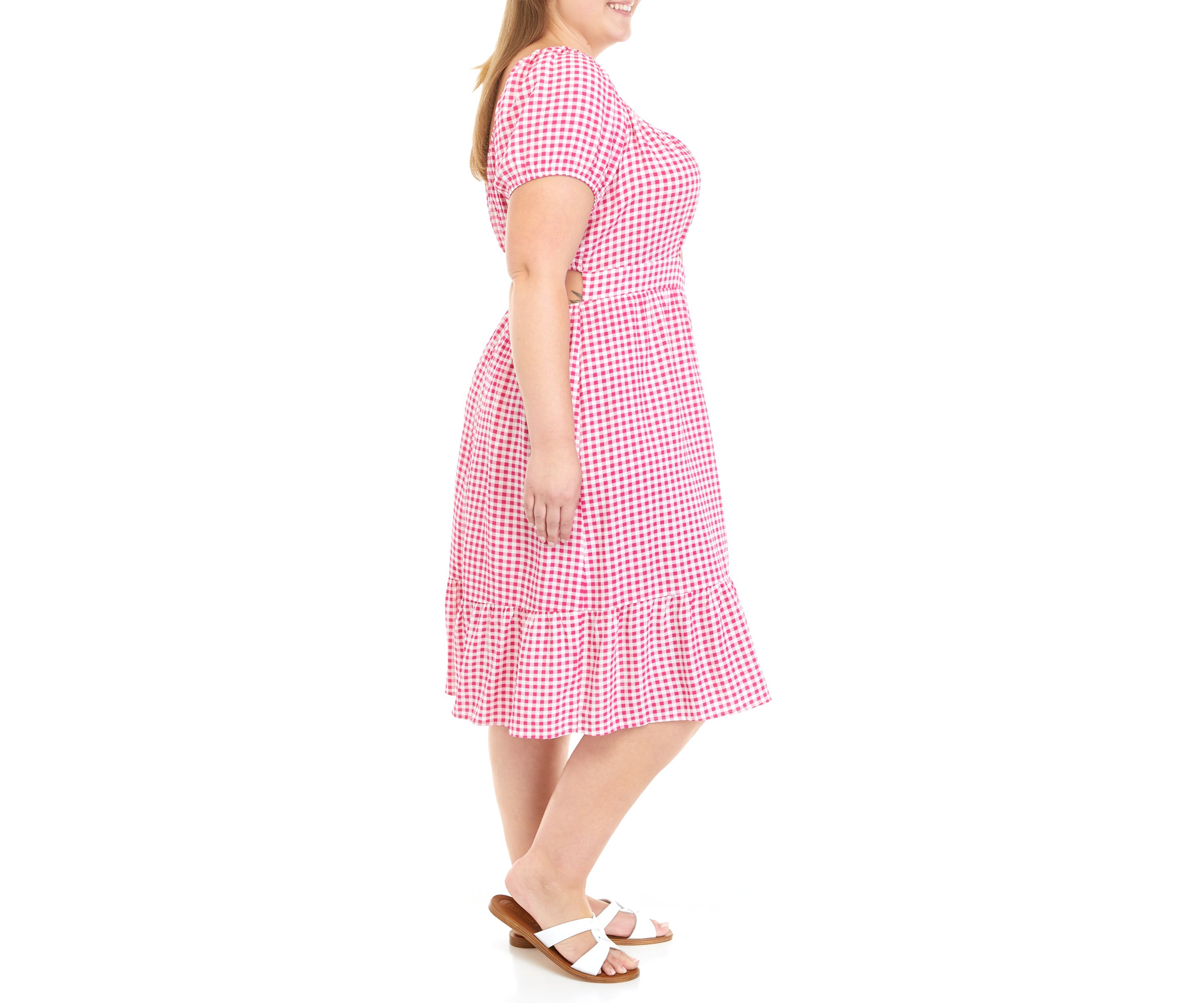 Plus Size Puff Sleeve Cut Out Dress
