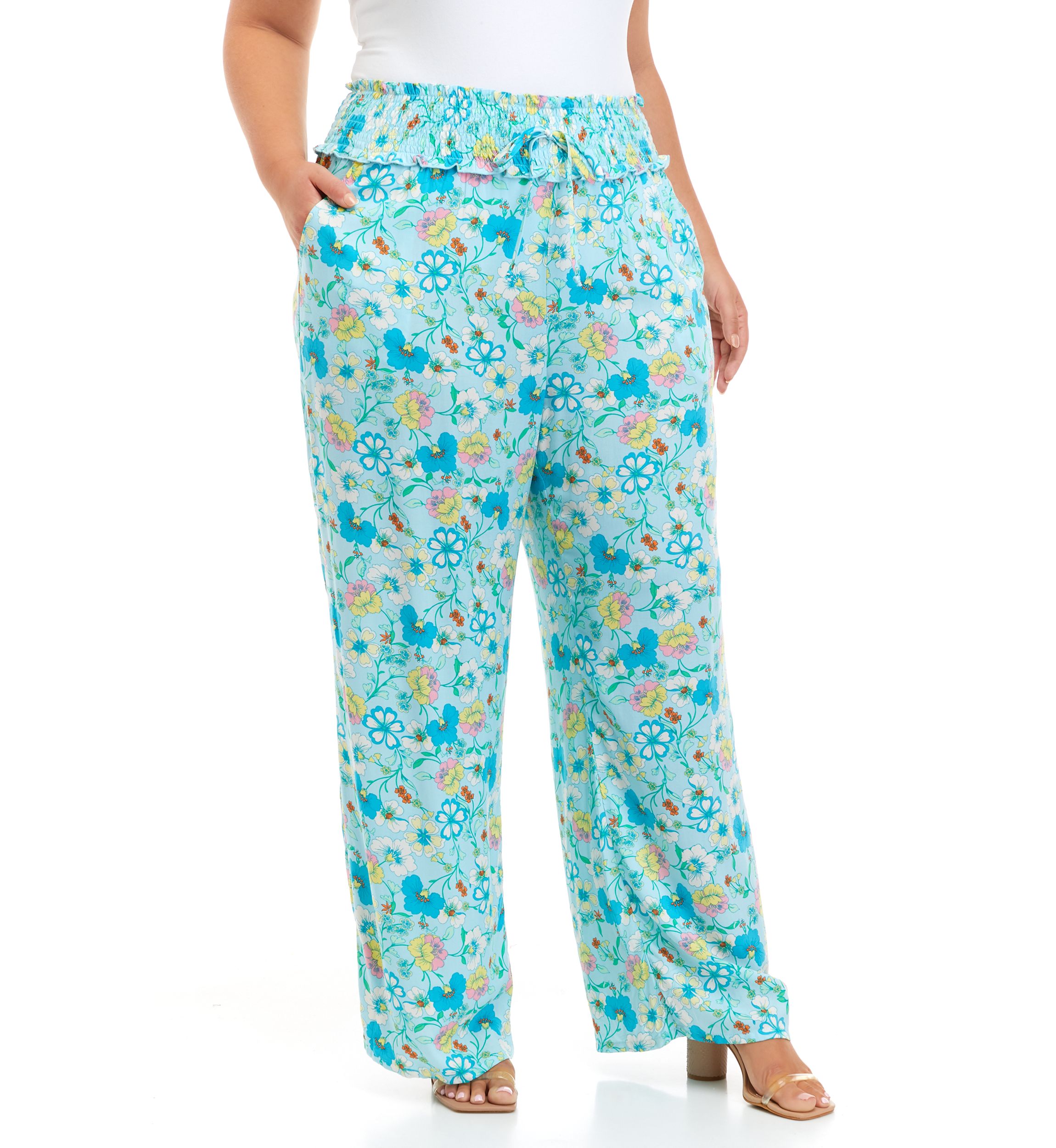 Plus Size Pull On Smocked Waist Pants