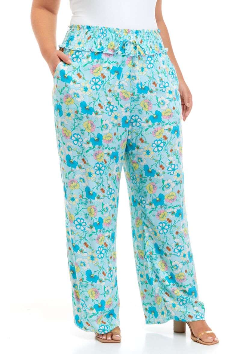 Plus Size Pull On Smocked Waist Pants