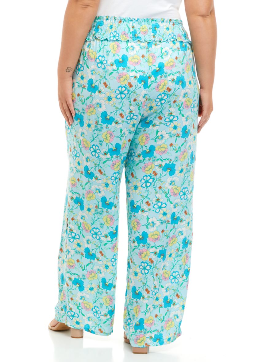 Plus Size Pull On Smocked Waist Pants