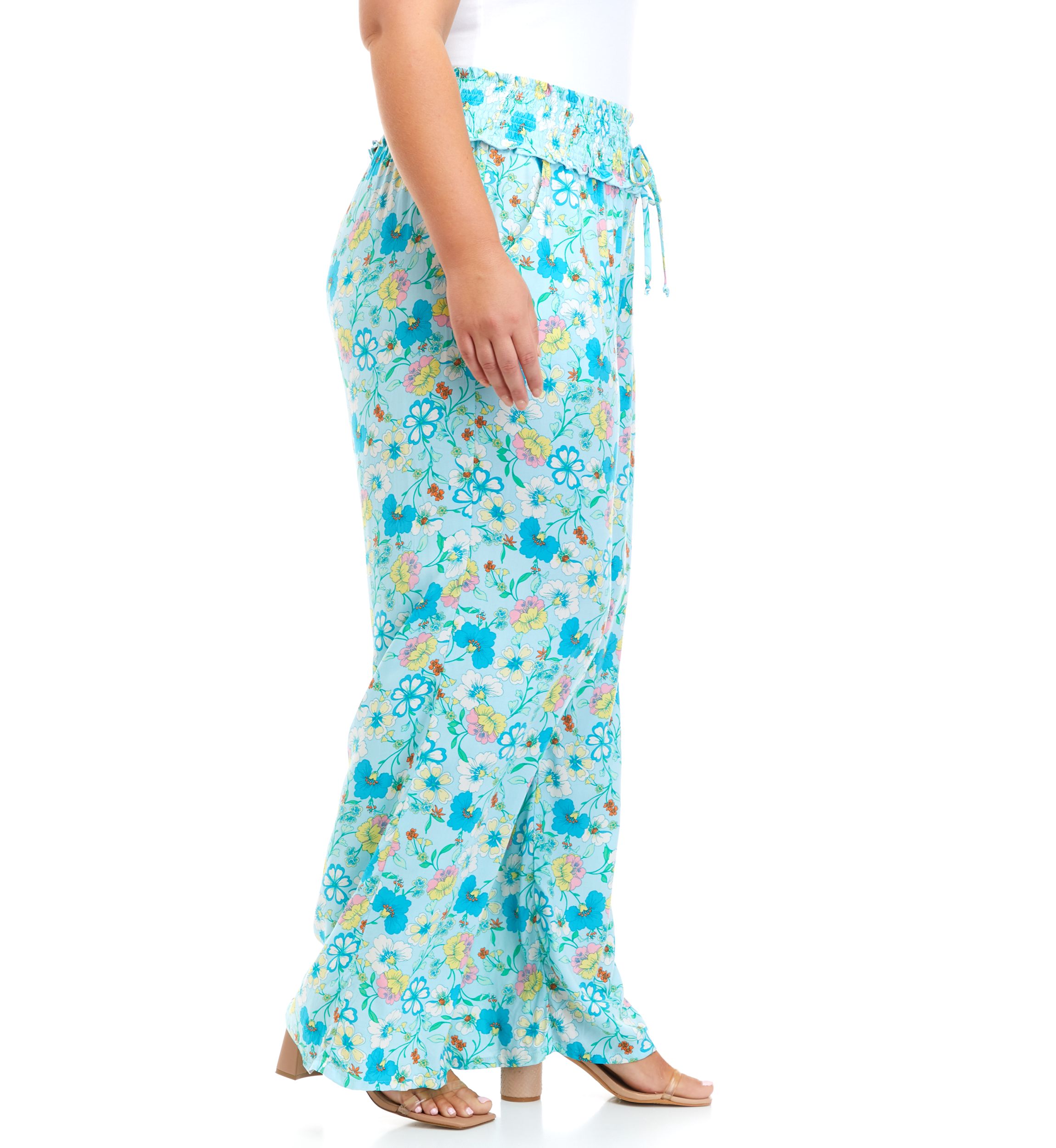 Plus Size Pull On Smocked Waist Pants