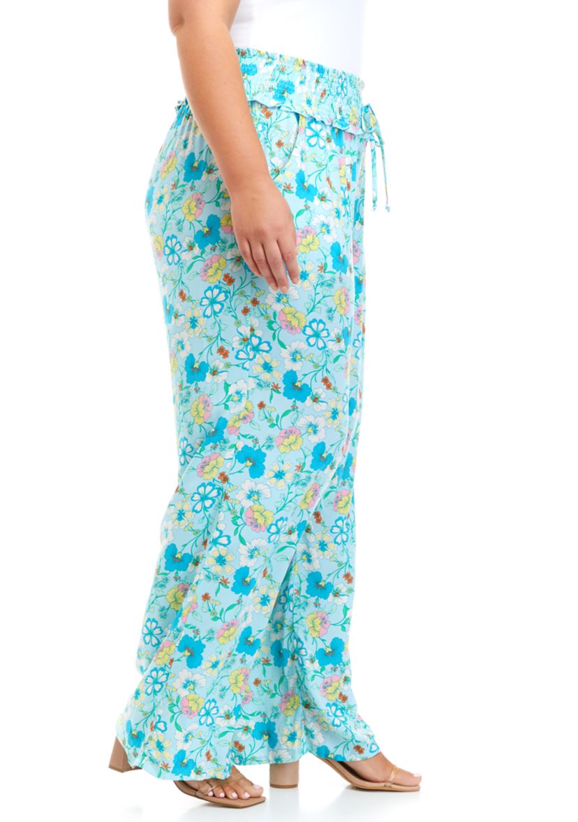 Plus Size Pull On Smocked Waist Pants