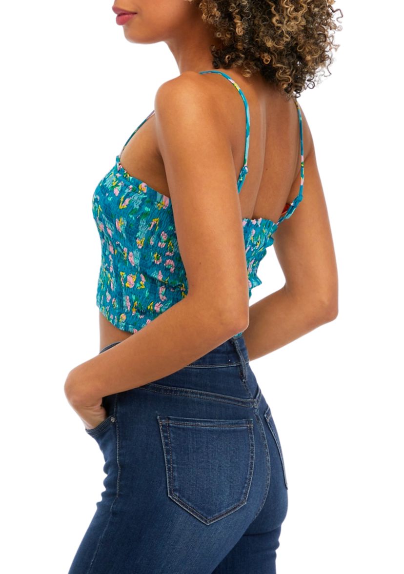 Juniors Sleeveless Smocked Match Top