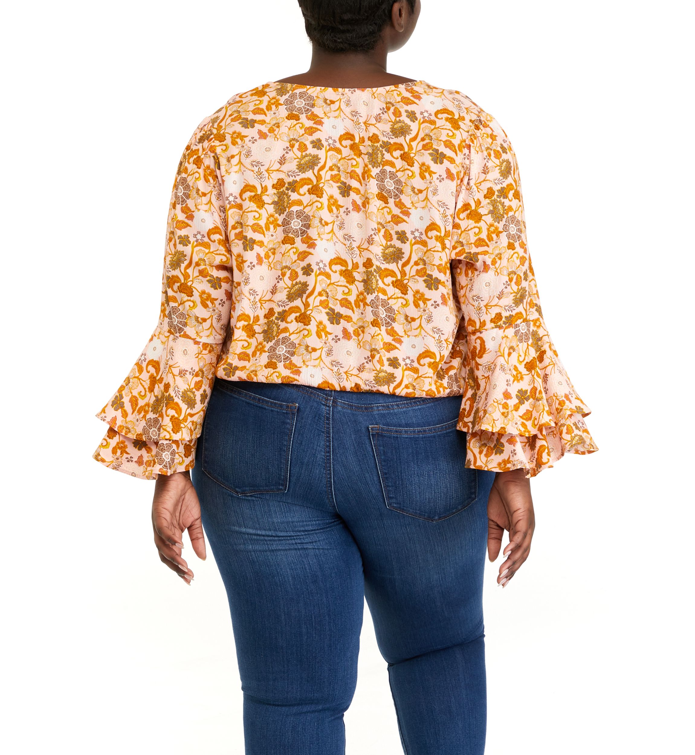 Plus Size Bell Sleeve Surplice Top