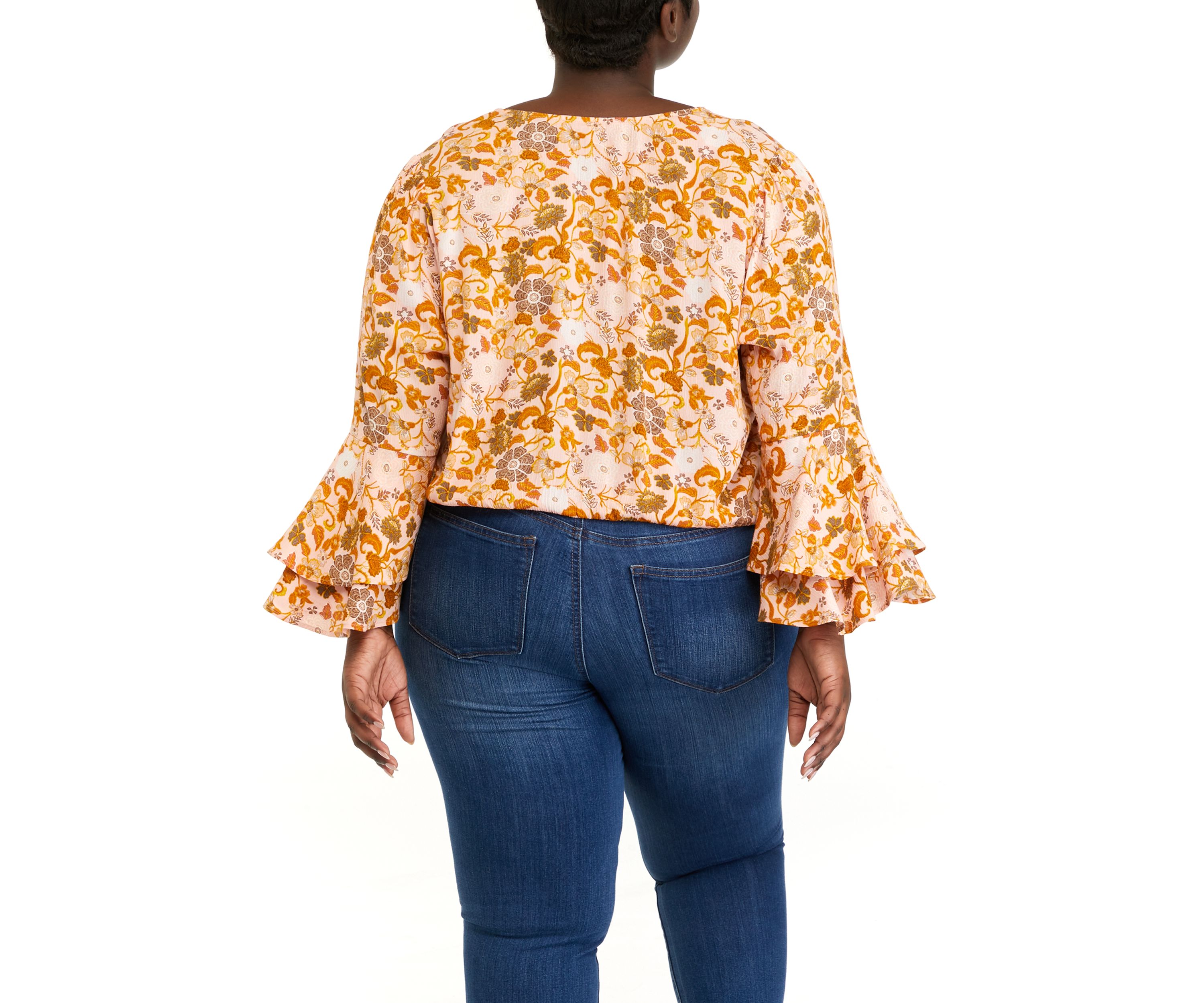 Plus Size Bell Sleeve Surplice Top