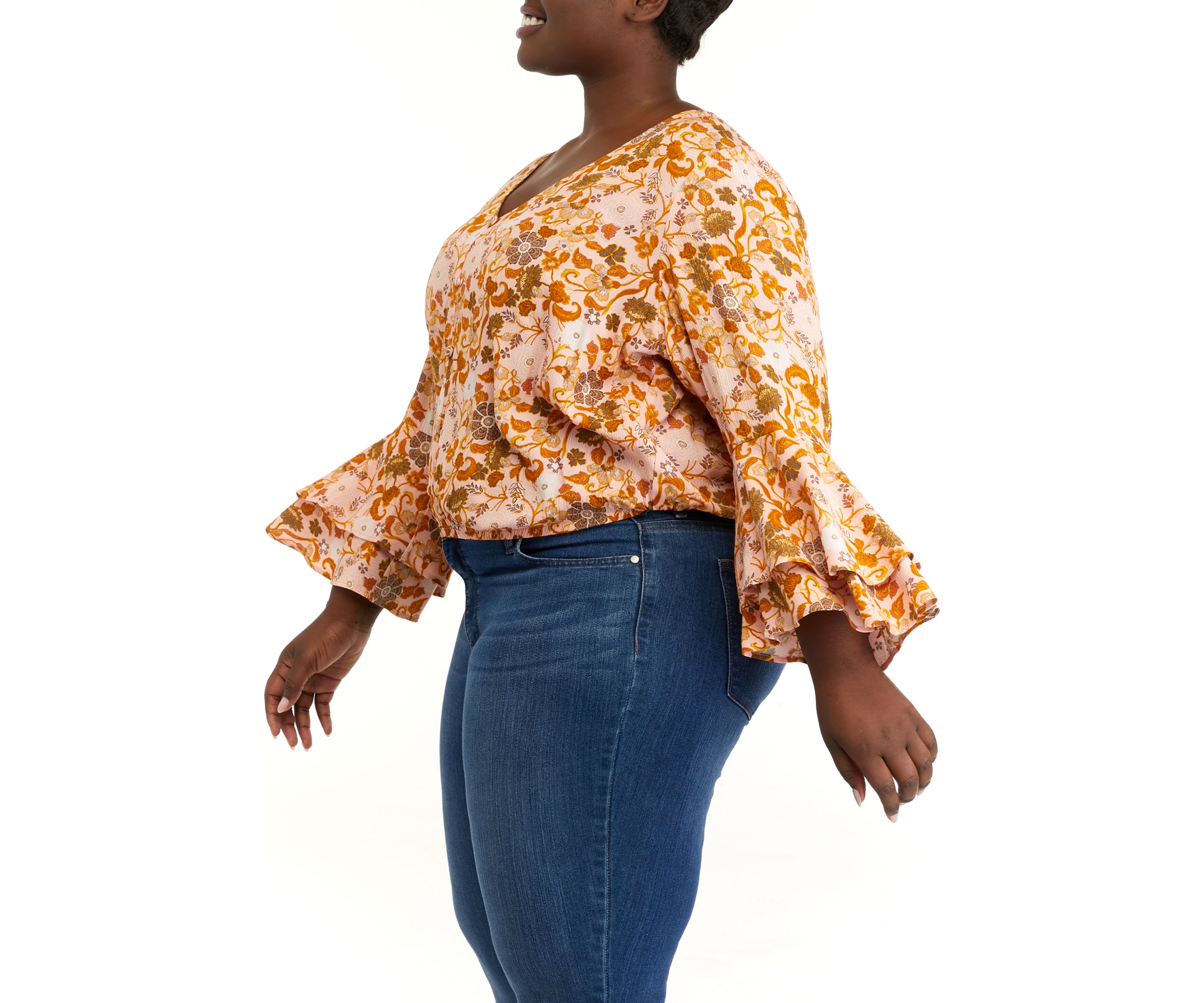 Plus Size Bell Sleeve Surplice Top