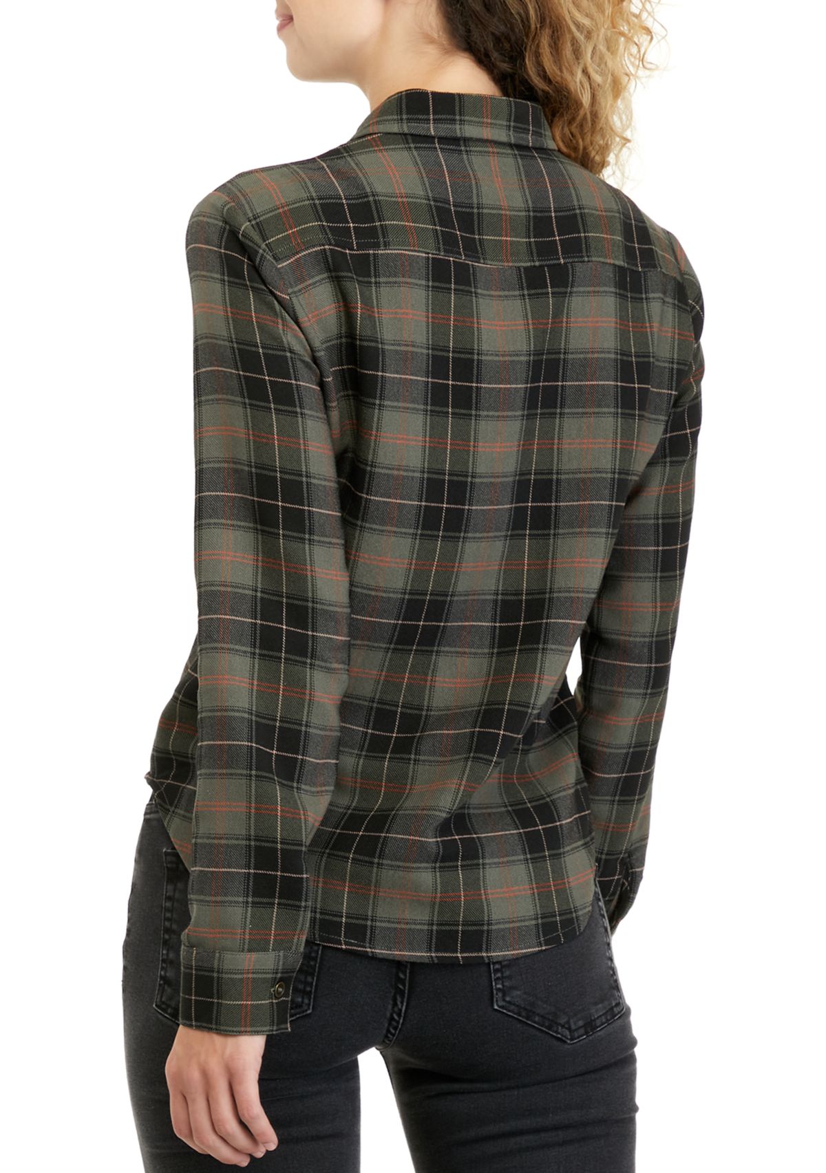 Juniors Long Sleeve Ruffled Woven Shirt