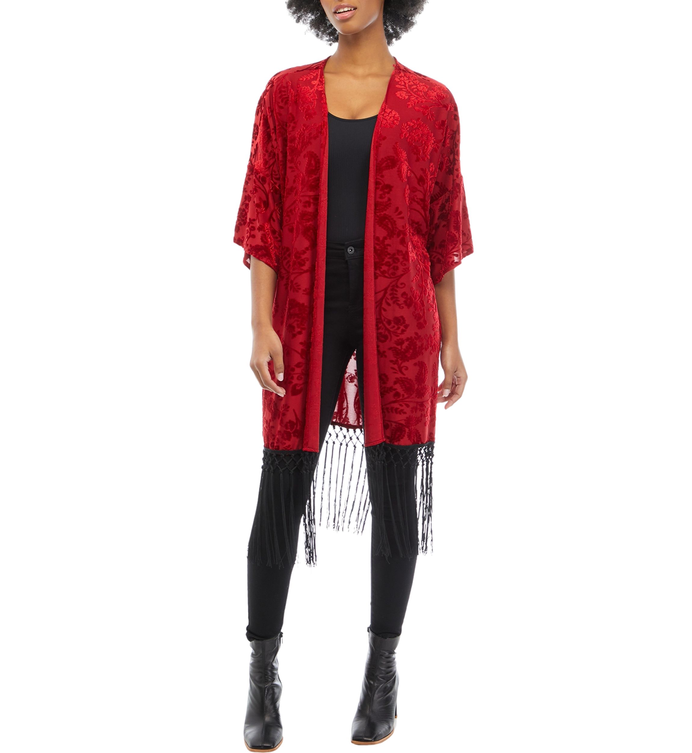Juniors Fringe Kimono Duster