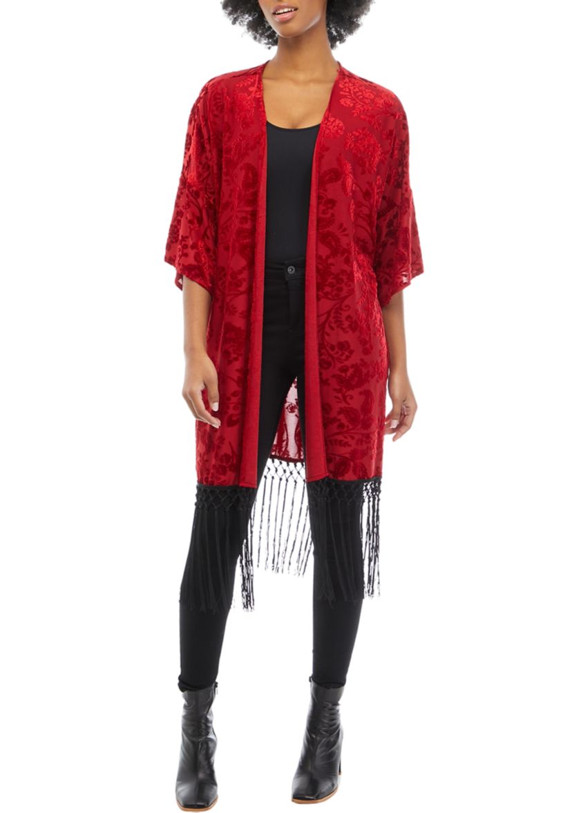 Juniors Fringe Kimono Duster