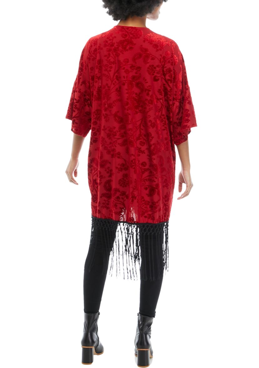 Juniors Fringe Kimono Duster