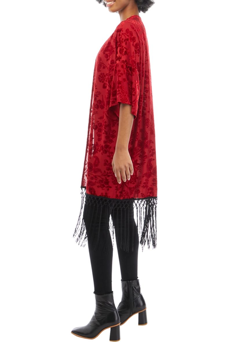 Juniors Fringe Kimono Duster