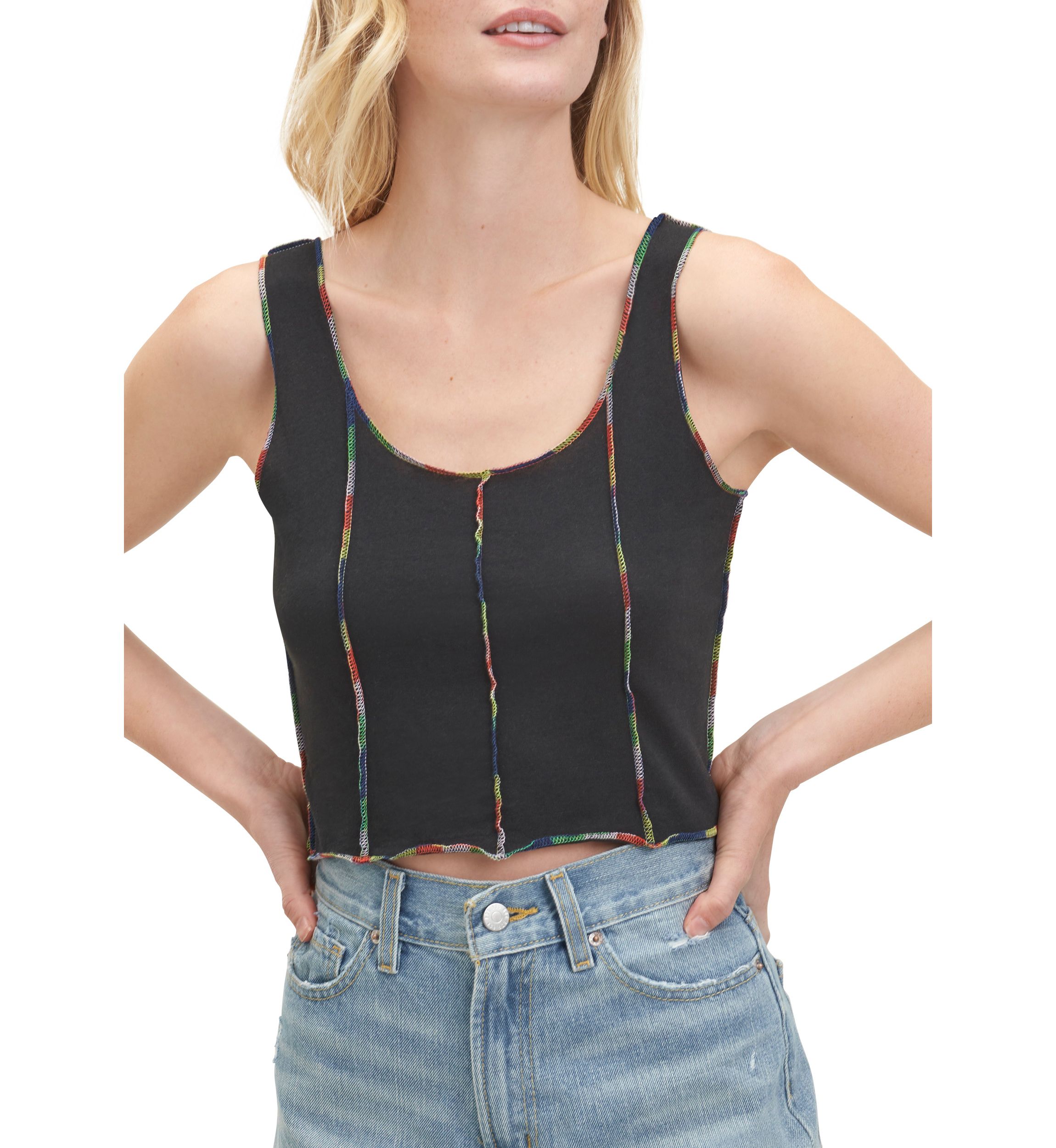 Womens Multicolored Seam Tank