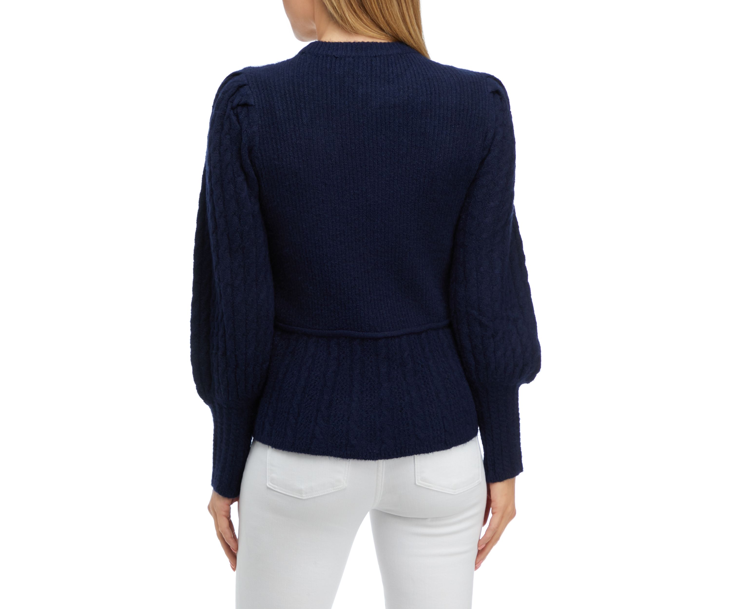 Womens Peplum Puff Sleeve Sweater
