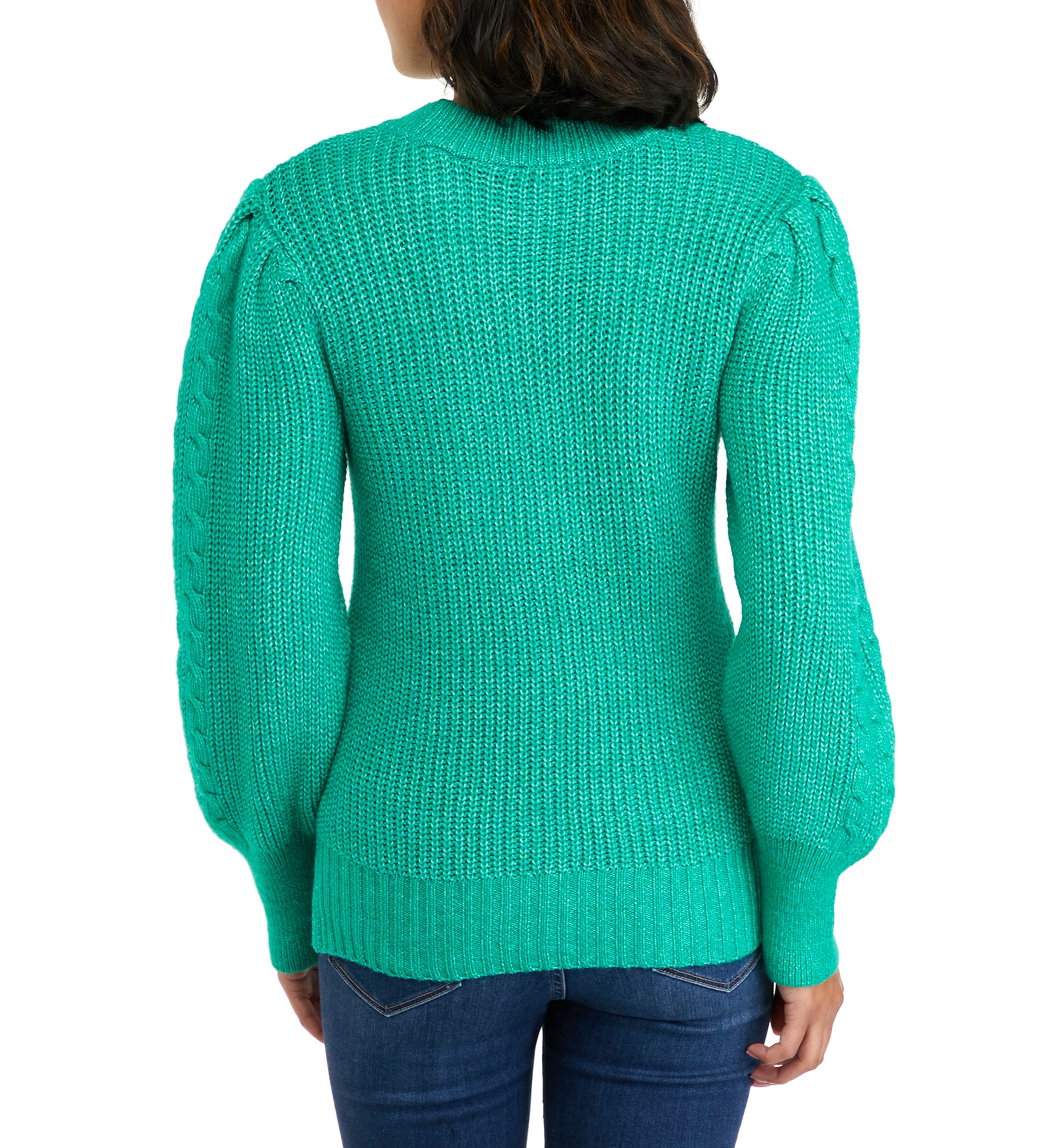 Petite Long Sleeve Relaxed Cable Knit Sweater