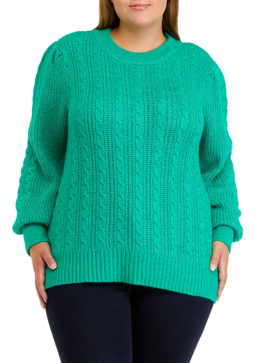 Plus Size Long Sleeve Relaxed Cable Knit Sweater