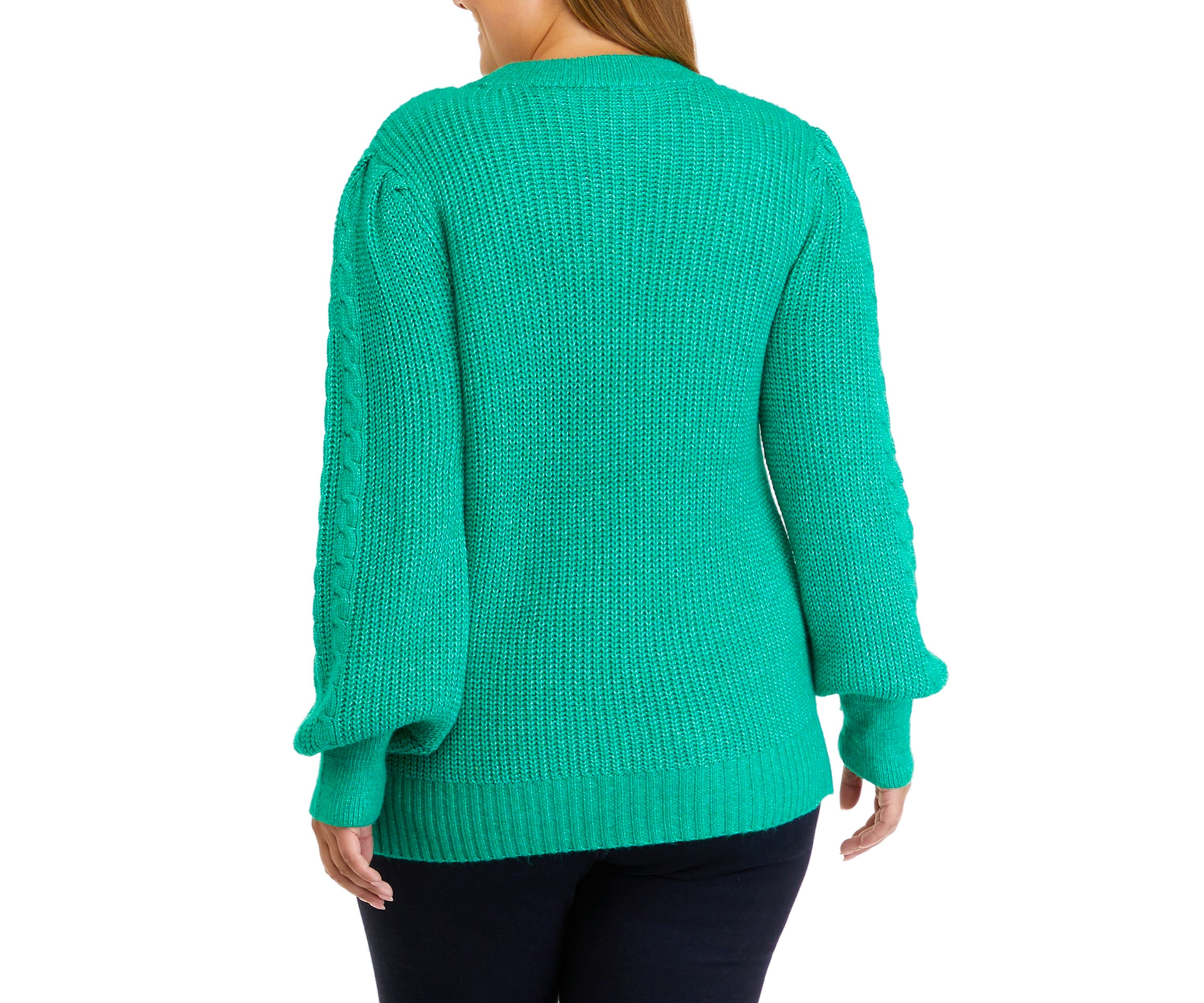 Plus Size Long Sleeve Relaxed Cable Knit Sweater