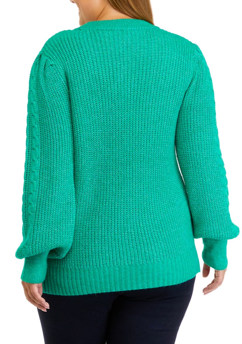 Plus Size Long Sleeve Relaxed Cable Knit Sweater