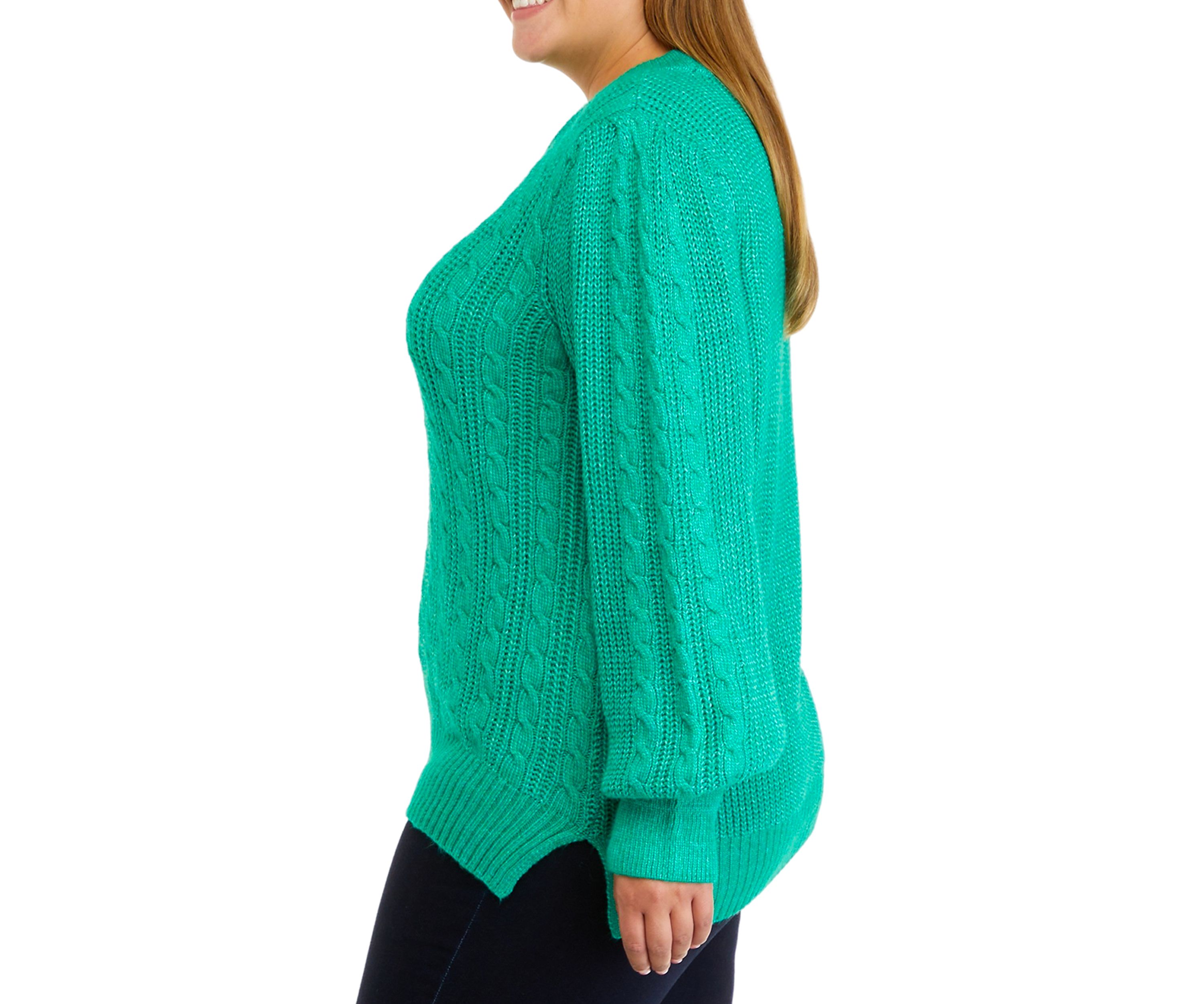 Plus Size Long Sleeve Relaxed Cable Knit Sweater