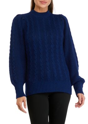 Women's Long Sleeve Relaxed Cable Knit Sweater