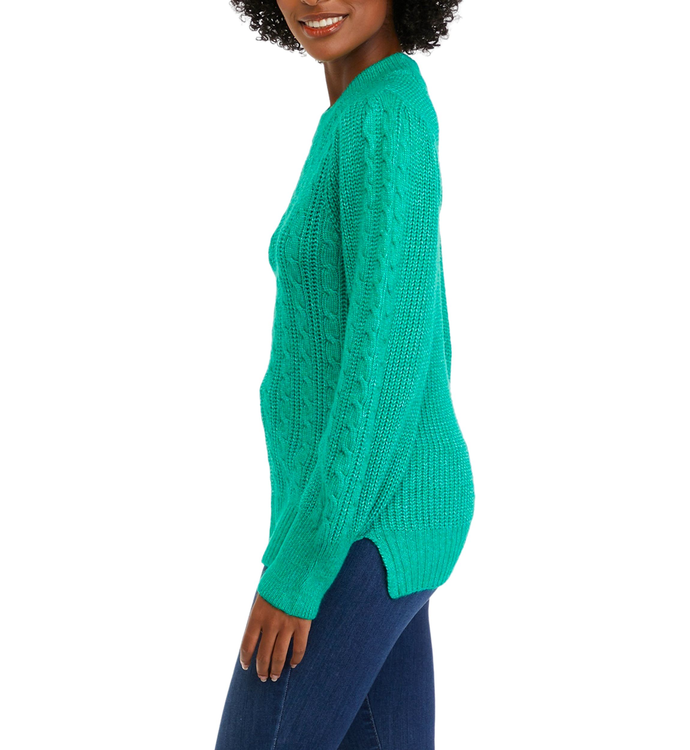 Womens Long Sleeve Relaxed Cable Knit Sweater