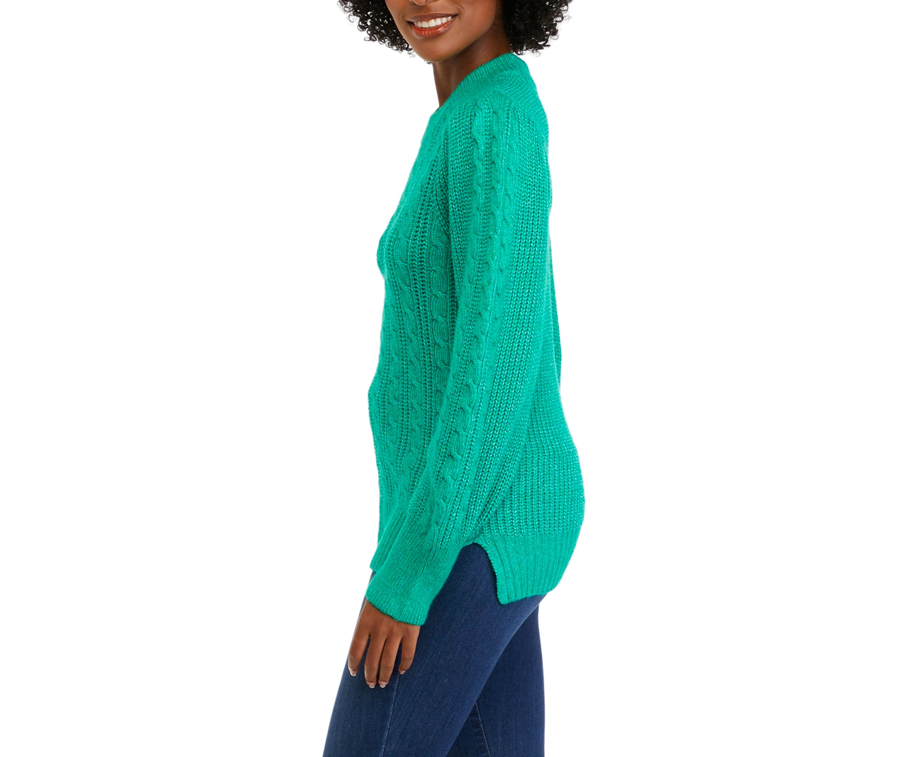 Womens Long Sleeve Relaxed Cable Knit Sweater