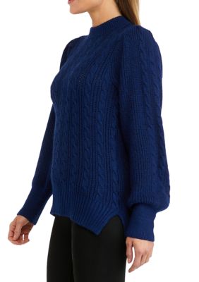 Women's Long Sleeve Relaxed Cable Knit Sweater