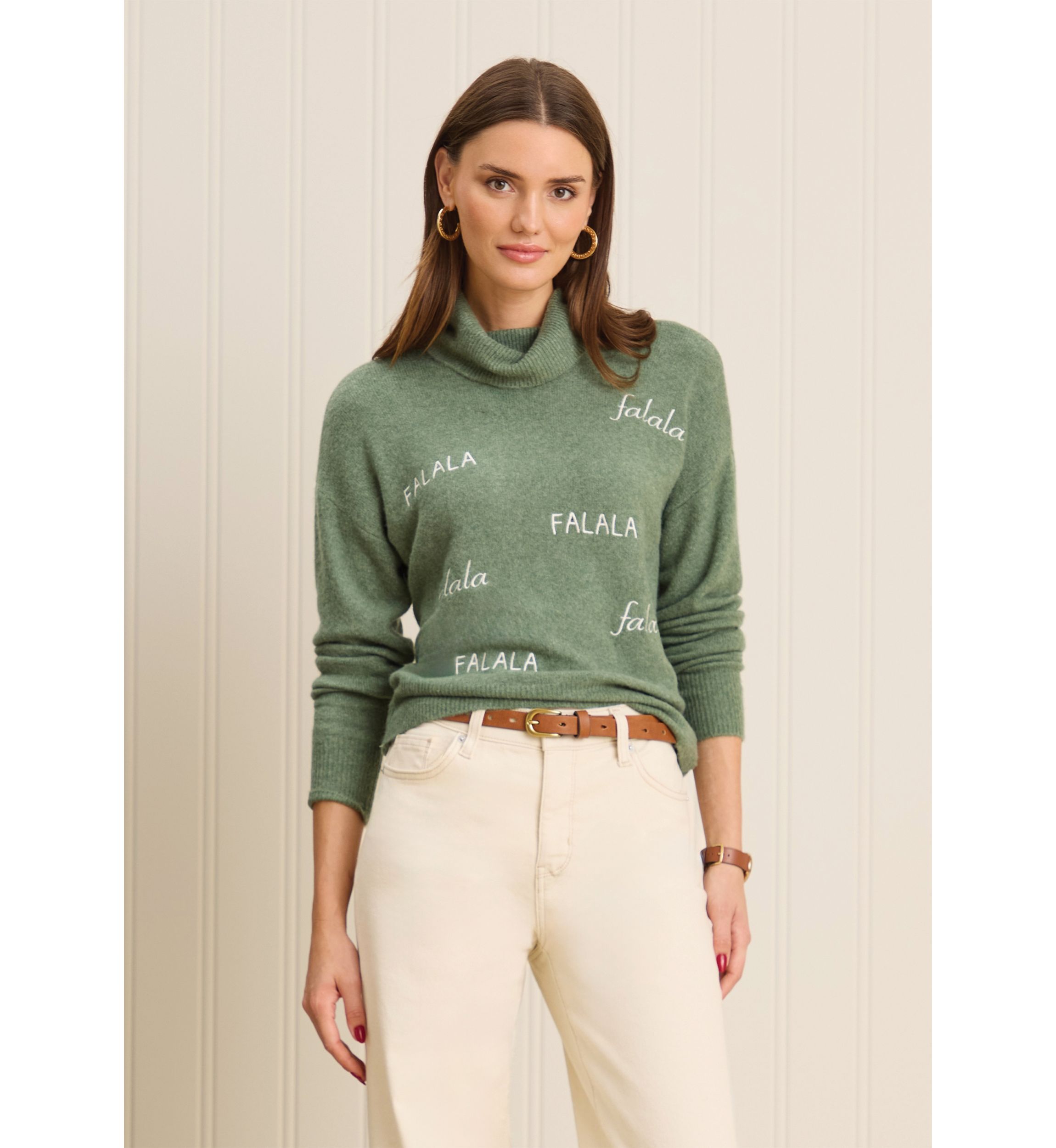 Sewing Down South x Crown & Ivy™ Sew Merry Embroidered Turtleneck Sweater