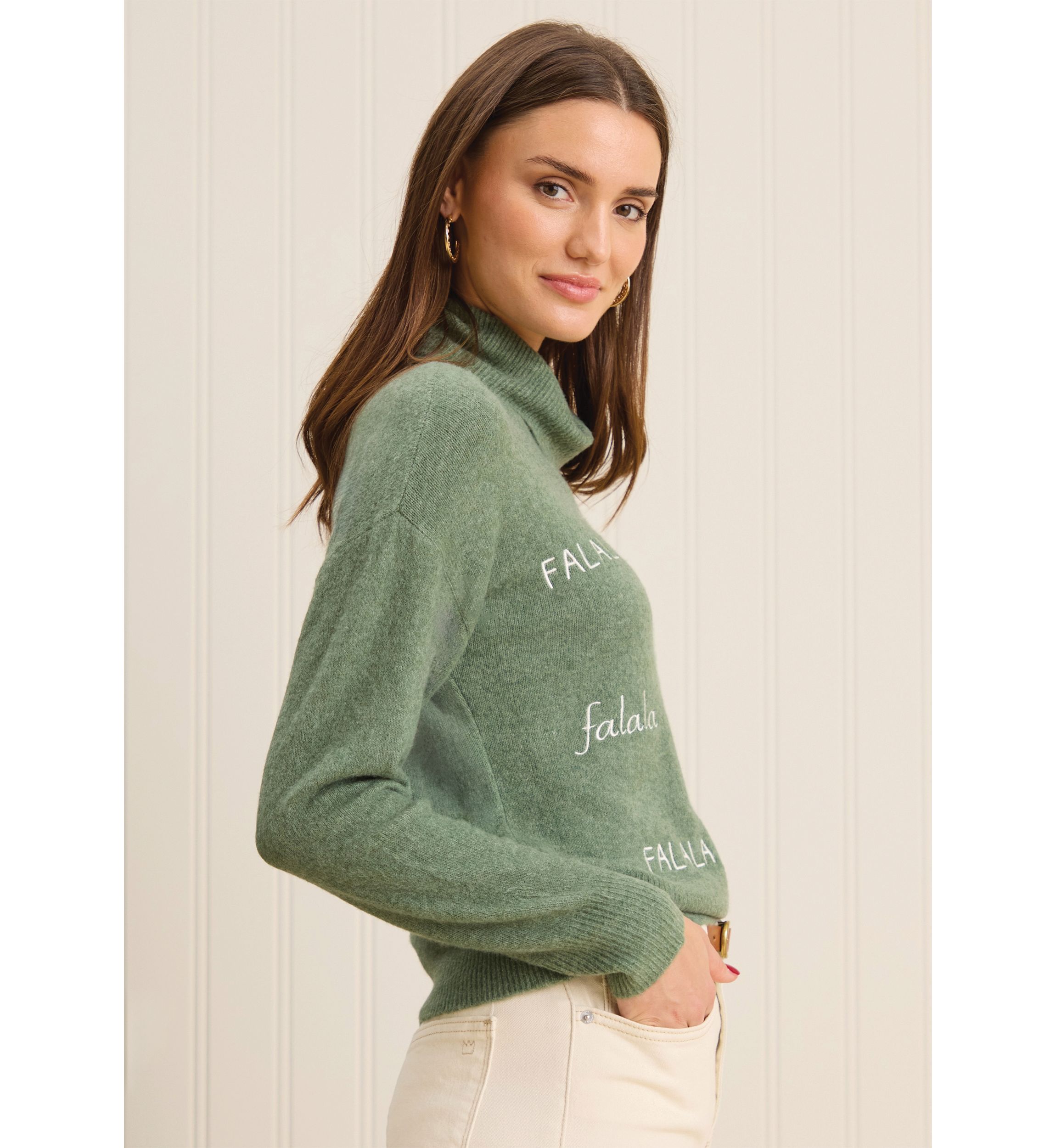 Sewing Down South x Crown & Ivy™ Sew Merry Embroidered Turtleneck Sweater