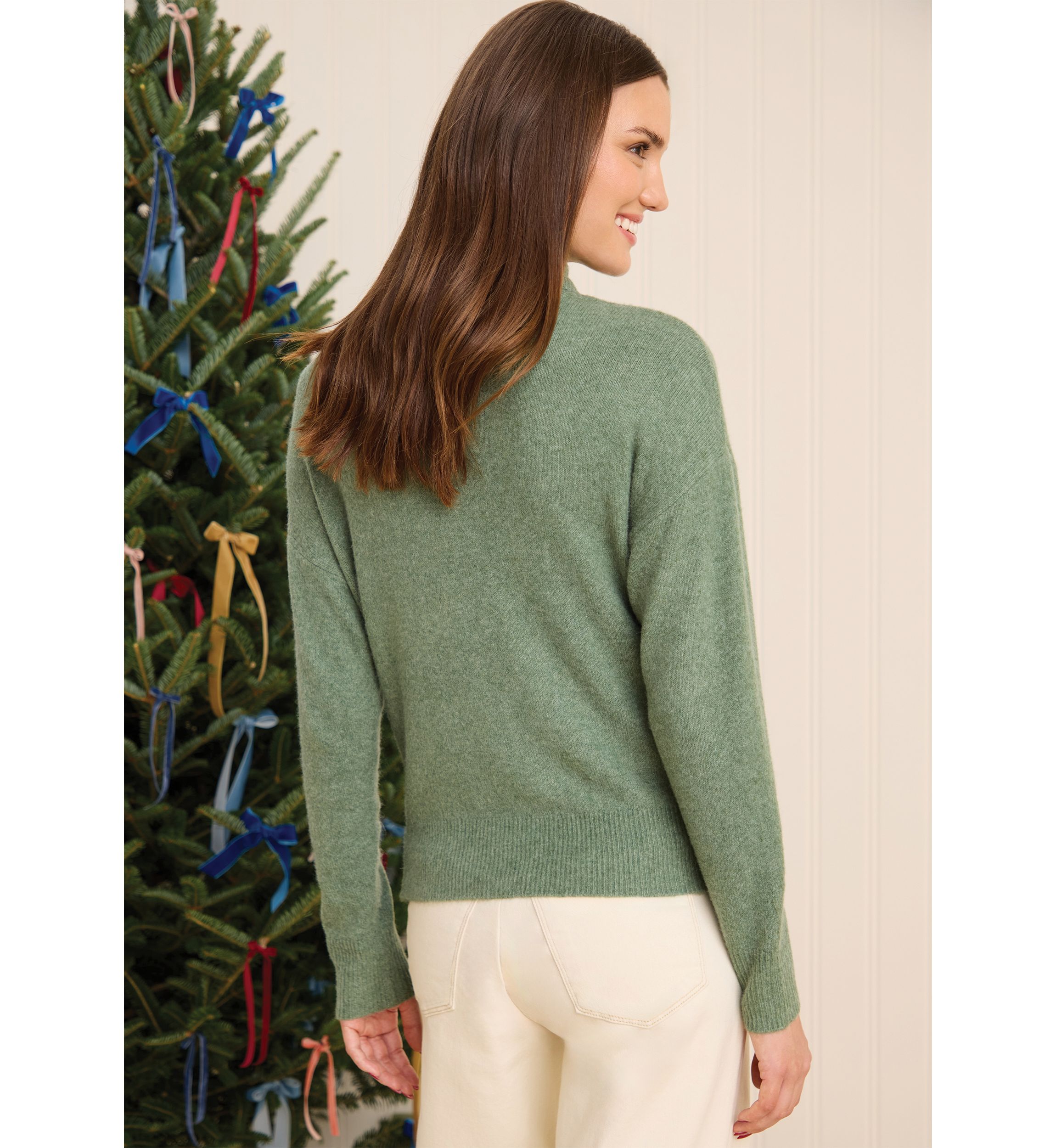 Sewing Down South x Crown & Ivy™ Sew Merry Embroidered Turtleneck Sweater