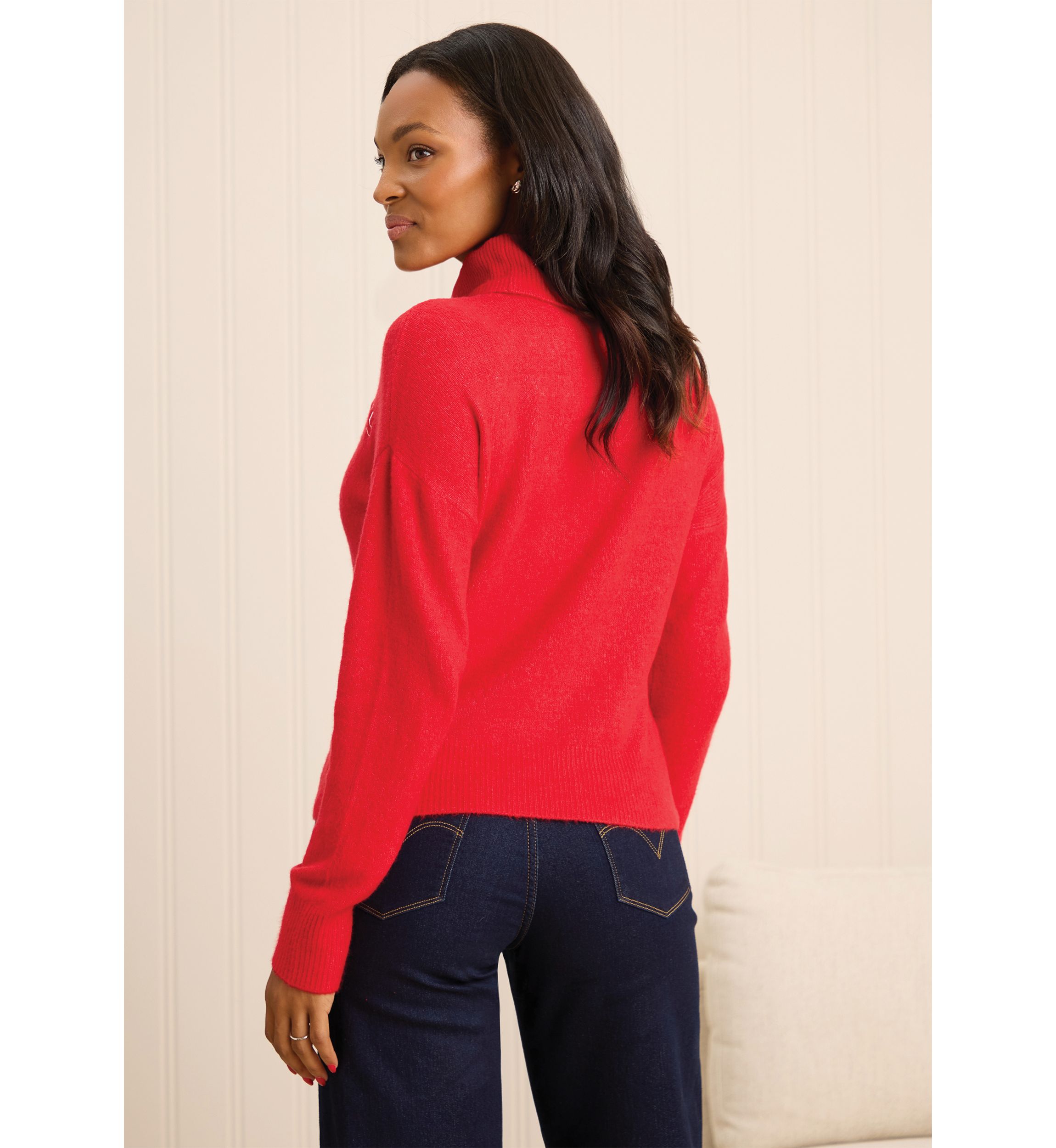 Sewing Down South x Crown & Ivy™ Sew Merry Embroidered Turtleneck Sweater