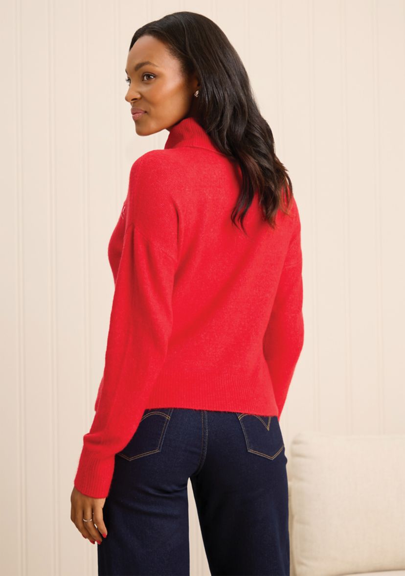 Sewing Down South x Crown & Ivy™ Sew Merry Embroidered Turtleneck Sweater