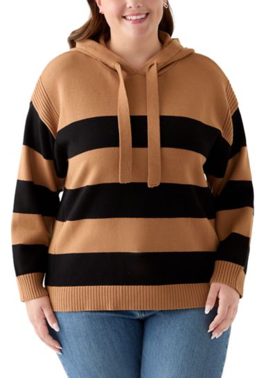 Plus Size Ribbon Pullover Stripe Shirt