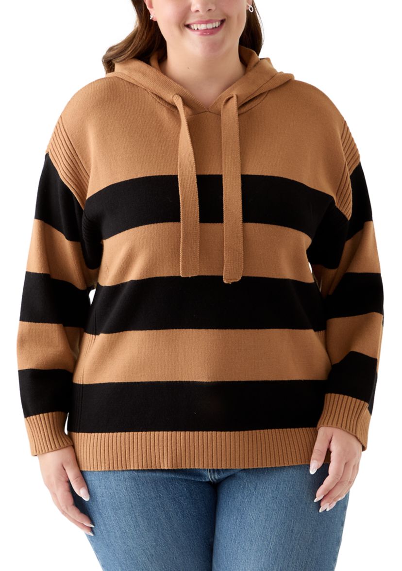 Plus Size Ribbon Pullover Stripe Shirt