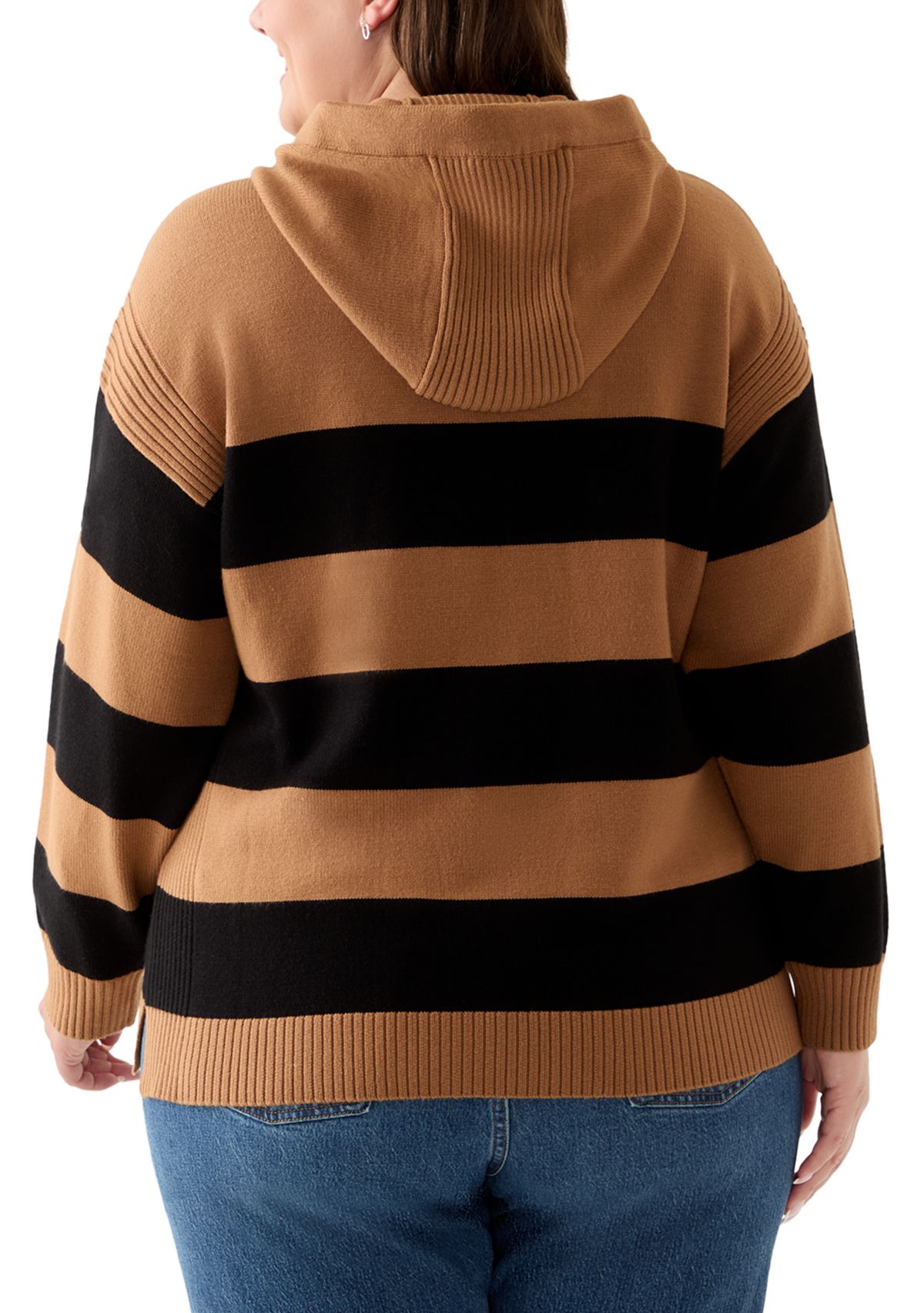 Plus Size Ribbon Pullover Stripe Shirt