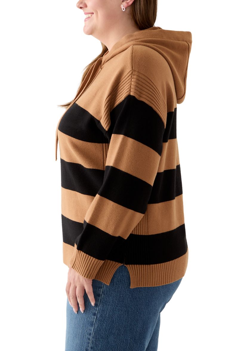 Plus Size Ribbon Pullover Stripe Shirt