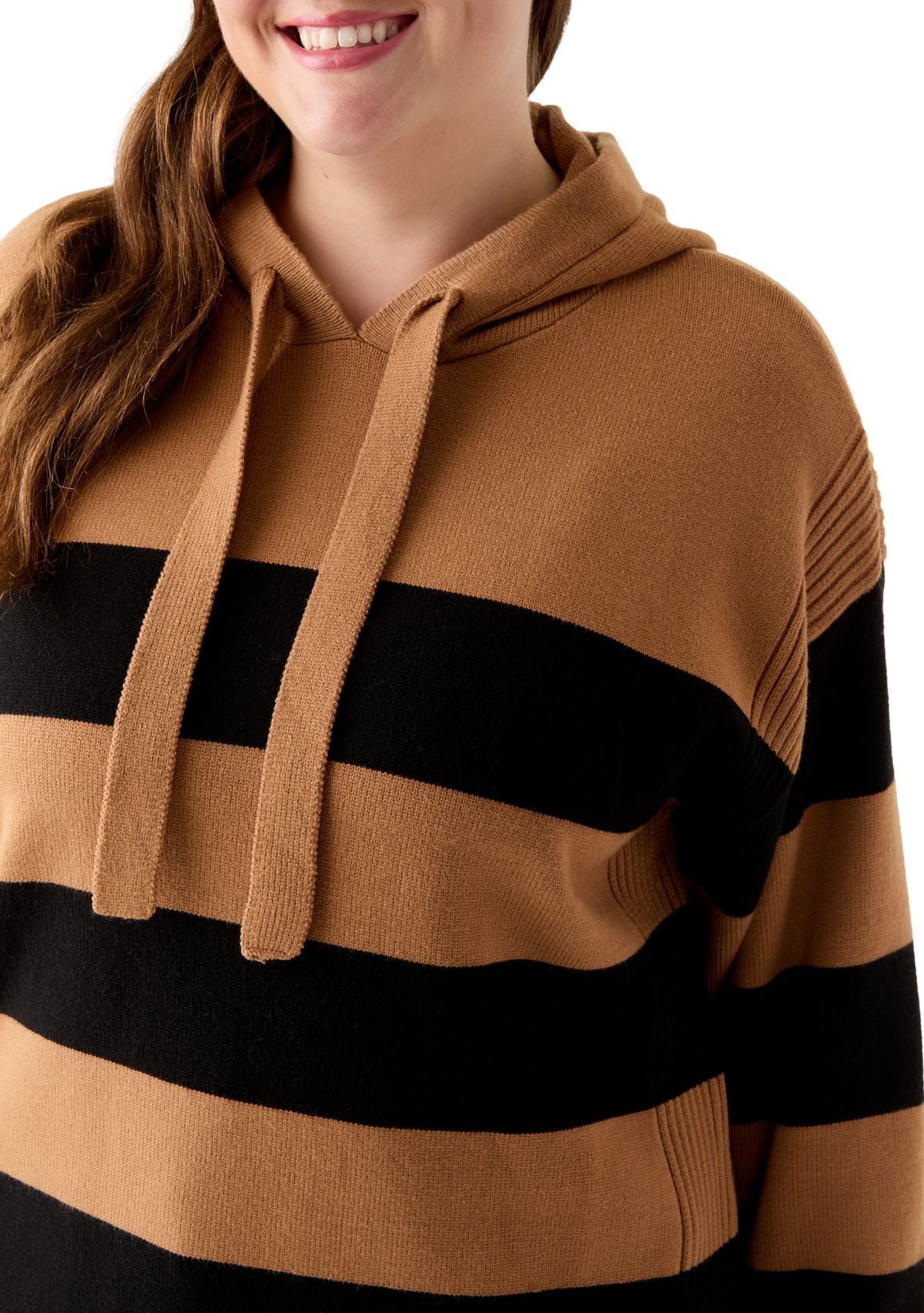 Plus Size Ribbon Pullover Stripe Shirt