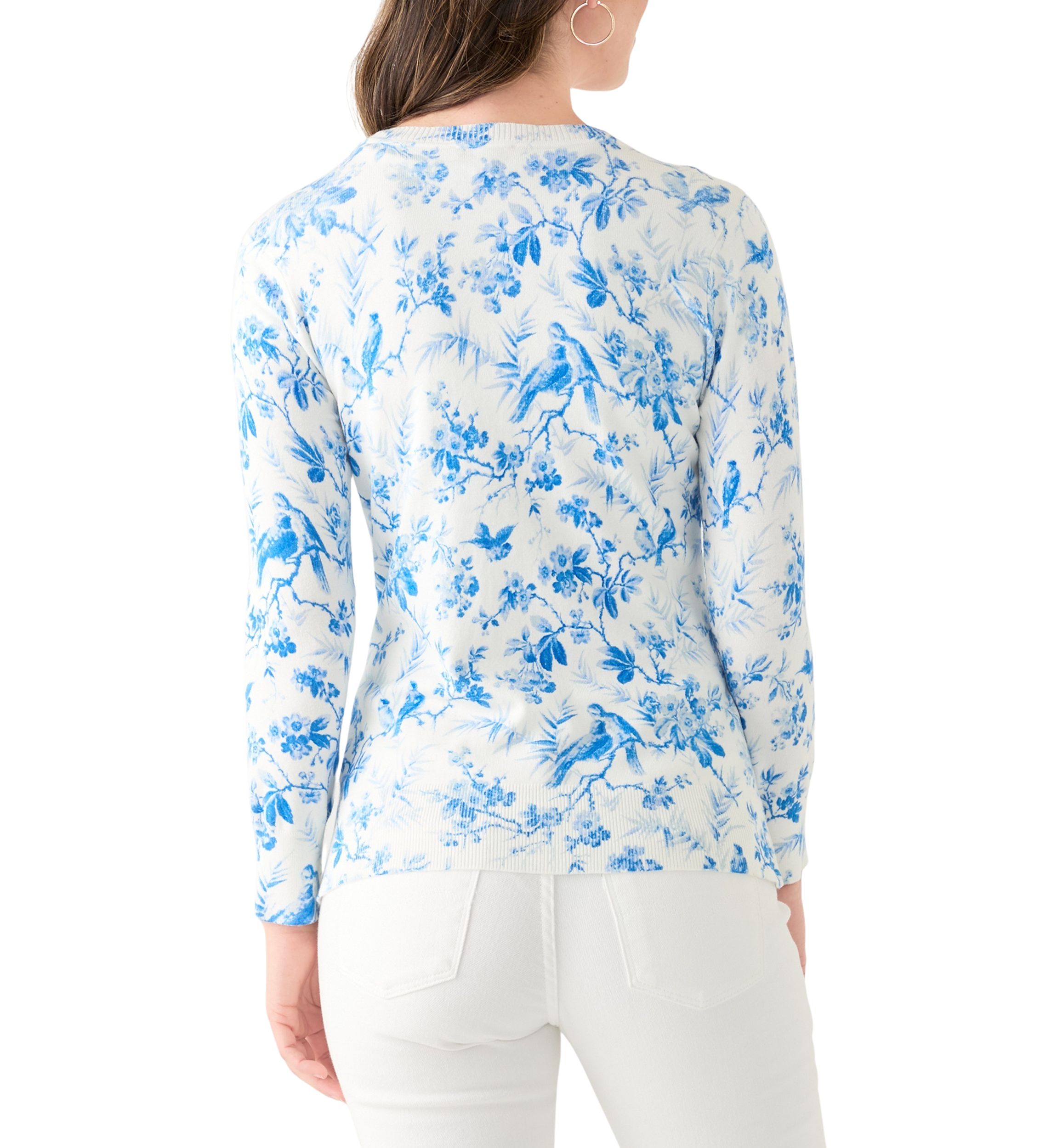 Womens Long Sleeve Printed Button Front Cardigan