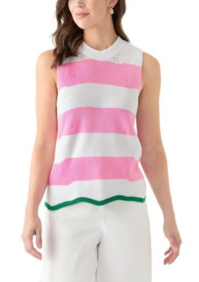 Crown & Ivy Women's Scallop Sweater Tank Top, Pink, Medium