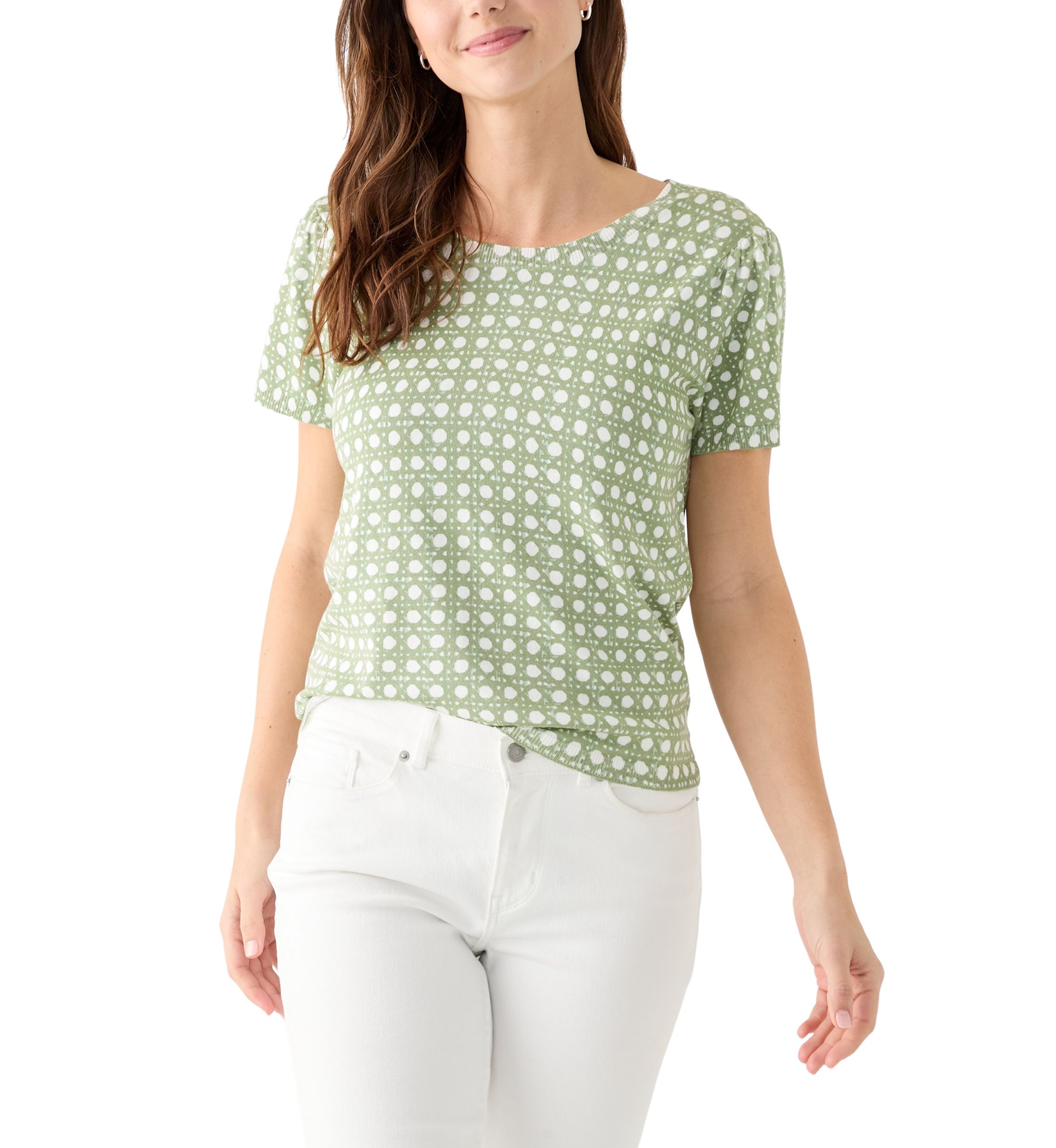 Womens Short Sleeve Printed Sweater