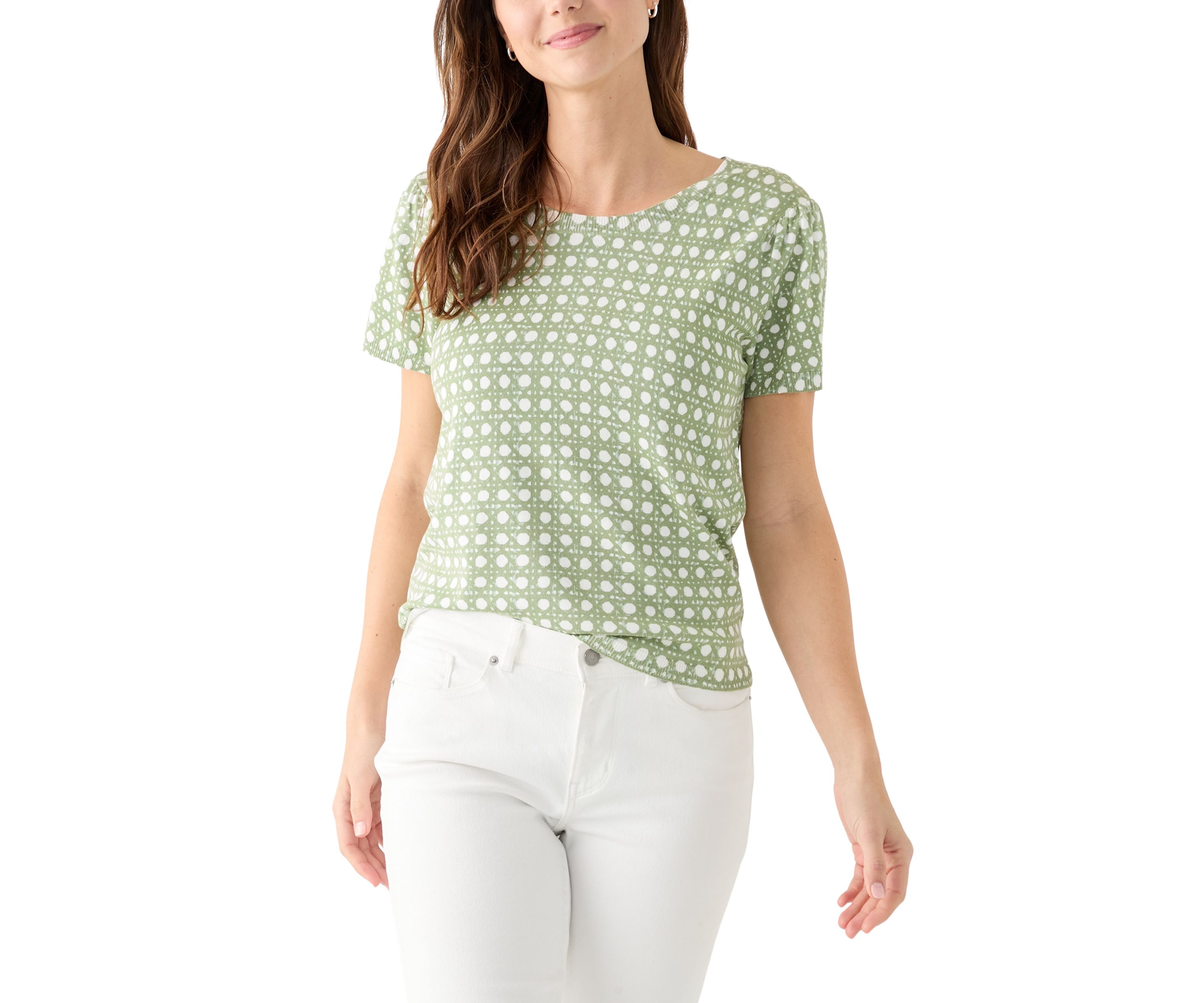 Womens Short Sleeve Printed Sweater