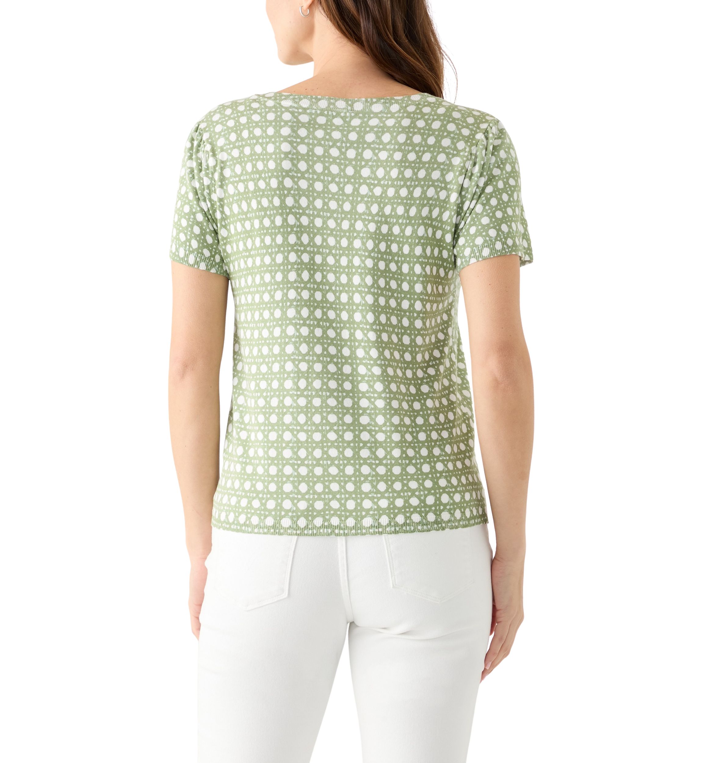 Womens Short Sleeve Printed Sweater